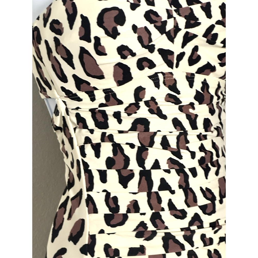 DKNY Women's Bandeau One Piece Swimsuit Size 4 Ivory Brown Black - Picture 11 of 16